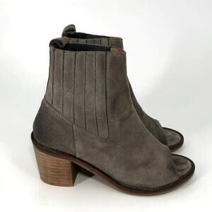SixtySeven Women's Gray Suede Open Toe Chelsea Boot Size 37
